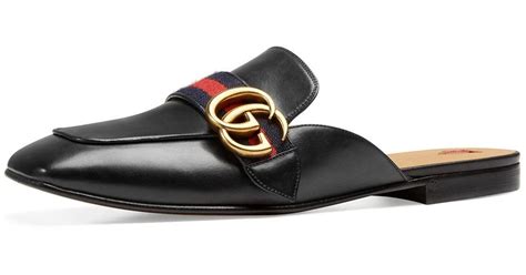 gucci gucci peyton gg leather mule slides|Gucci Gucci Peyton Mules In Black Leather With Gs Flats Loafers .